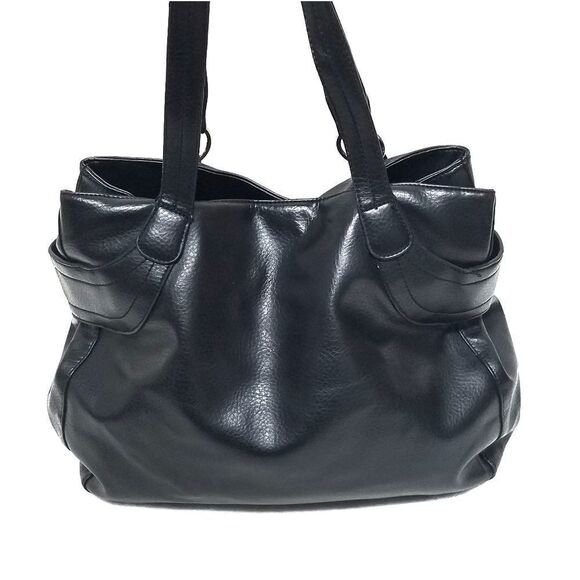 VINTAGE 90s Nine West Black Vegan Leather Hobo Bag - Picture 5 of 8